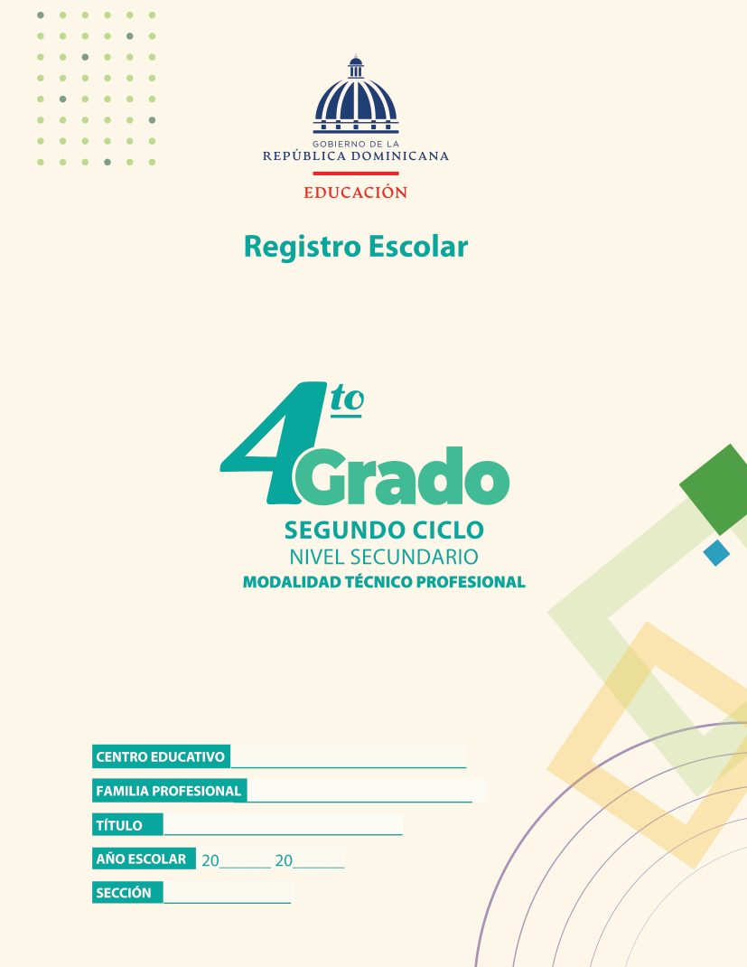 Portada del registro oficial de cuarto grado técnico profesional